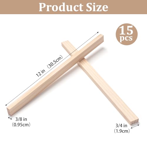 Wood Strips Slats Wooden Dowels for Crafts 3 (15 Count)