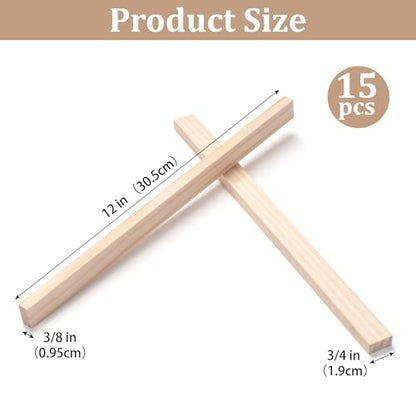 Wood Strips Slats Wooden Dowels for Crafts 3 (15 Count)