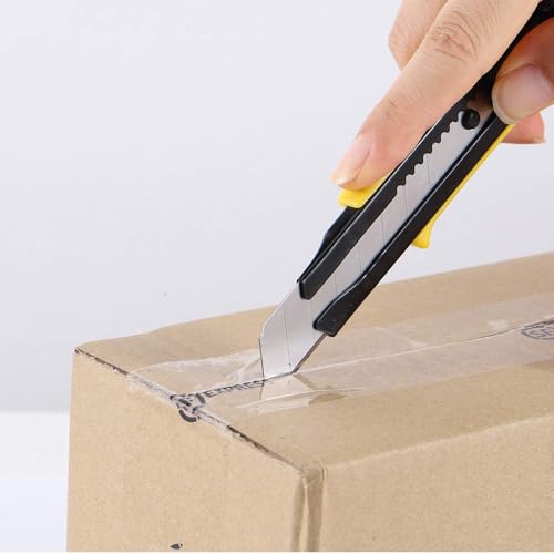 Box Cutter Utility Knife Retractable Snap Off Blades Hobby Knife 3 Pack for Cutting Cardboard Boxes Leather