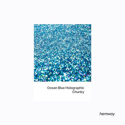 Resin Glitter Ocean Blue Holographic 100g Chunky (3.5274 Ounce)