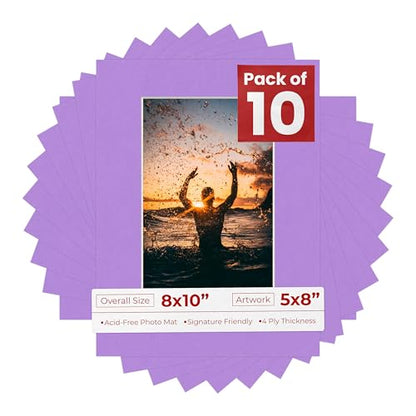 Pack of TEN 8x10 Mats Bevel Cut for 5x8 Photos (10 Count)