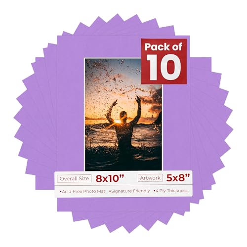 Pack of TEN 8x10 Mats Bevel Cut for 5x8 Photos (10 Count)