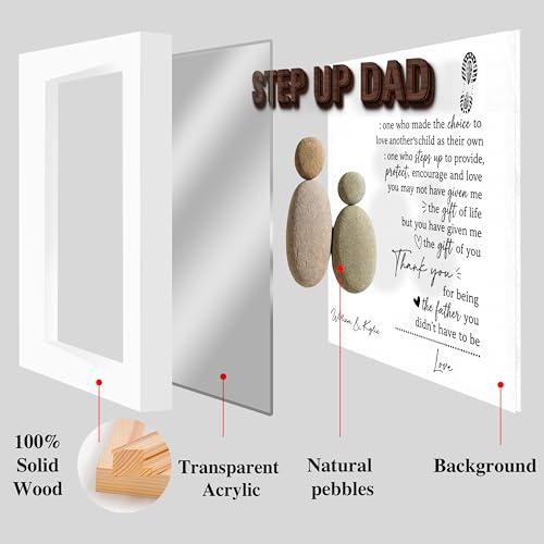 Personalized Bonus Dad Pebble Art Wooden Plaque