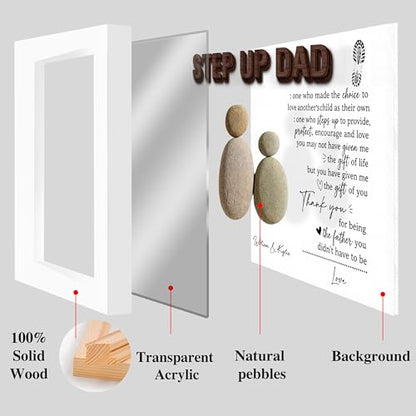 Personalized Bonus Dad Pebble Art Wooden Plaque
