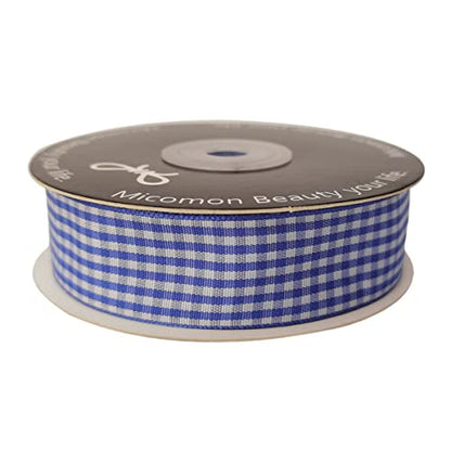 Blue and White Gingham Ribbon Plaid Ribbon 25 Yards Each Roll 100% Polyester