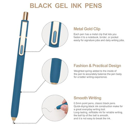Gel Pens Black Ink Pens for Office 0.5mm Fine Point Pen Smooth Writing Retractable (10 Count)