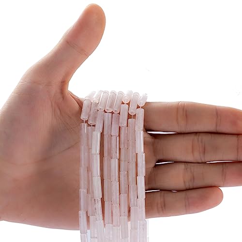 Natural Rose Quartz Crystal Cylinder Tube Beads 4x13mm 38cm (28 Count)