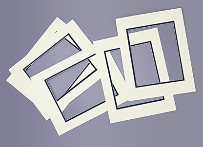 5 Pack Double mat 11x14 For 8x10 Photo Ivory Over Blue (5 Count)