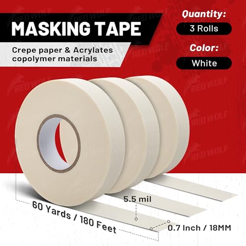 3 Pack Masking Tape 0.7" x 60 Yards (3 Count)