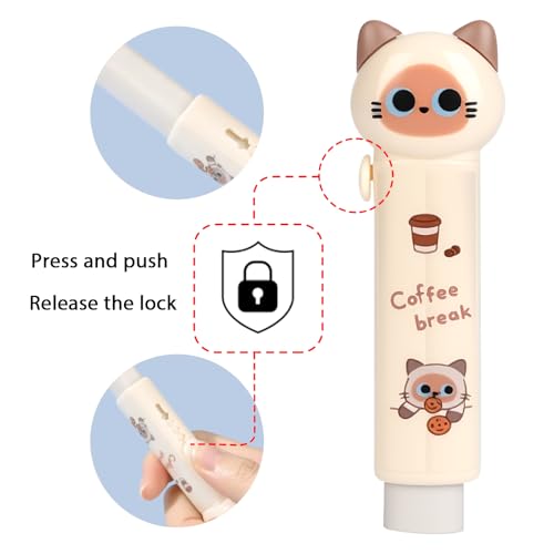 4PCS Retractable Cat Pencil Erasers (4 Count)