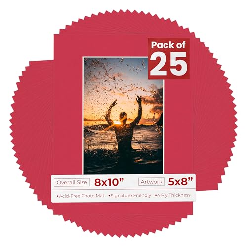 Pack of 25 Acid Free 8x10 Mats Bevel Cut for 5x8 Photos (25 Count)