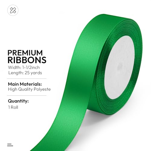 1" x 25 Yards Green Satin Ribbon Crafts Gift Wrapping