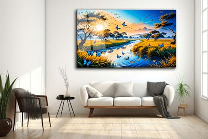 Fantastic Scenery Tempered Glass Wall Art Painting for Living Room