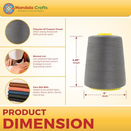 20S 2 Dark Gray Polyester 4 Pack of Serger Threads Cones