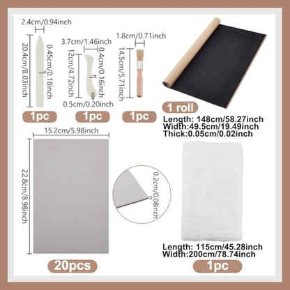 Book Binding Kits Include 20Pcs 6"x9" Chipboards Black 19.5"x58.3" Book Cloth 2 Bone Folder 1pc 78"x45" Cloth for DIY Bookbinding Crafts and Sewing Supplies (20 Count)