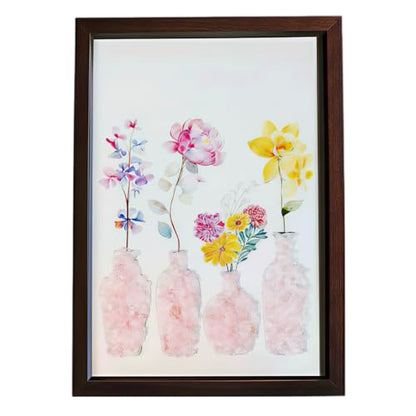 Natural Crystal DIY Art Kit with Frame Gemstone Decor for Wall & Table