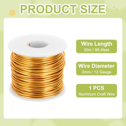 12 Gauge Anodized Aluminum Craft Wire Bendable Bonsai Training Wire 98 Feet 2mm for Sculpting Crafts Wreath Floral Beading Jewelry Making