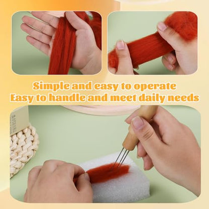3.53oz Needle Felting Wool Roving for Needle Felting Red