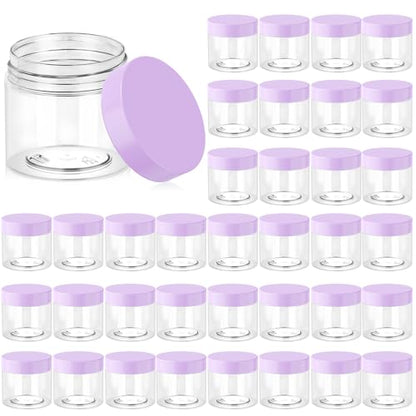 36 Pack 6 OZ Plastic Jars Clear Cosmetic Container with Lids (36 Count)