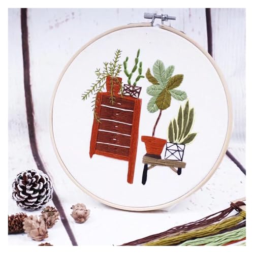 Embroidery Starter Kit Full Range of Starter Including Instructions Stamped Cloth with Pattern Hoop Color Threads and Tools Crafts for Adults