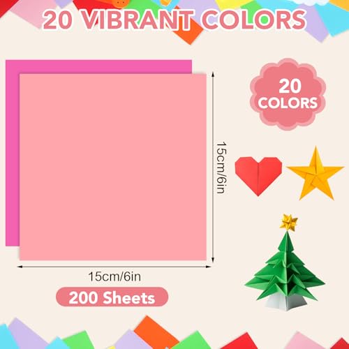 20 Colors Origami Paper 6 × 6 In