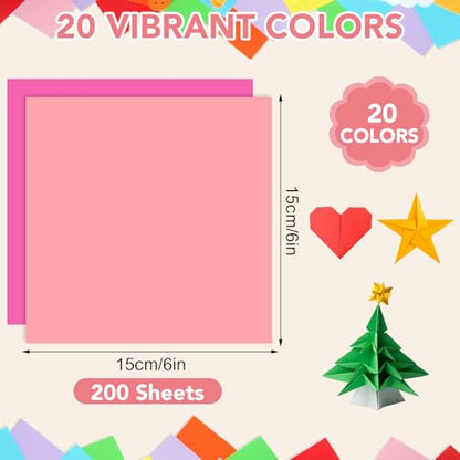 20 Colors Origami Paper 6 × 6 In