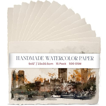 Thick Handmade Watercolor Paper with Deckled Edge (11.25 Sq Ft)