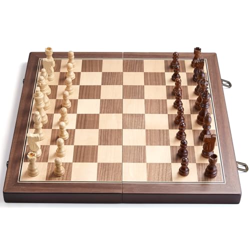 15'' Magnetic Wooden Chess Set for Adults Kids