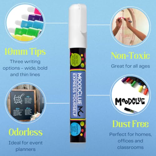10mm JUMBO Tip Liquid Chalk Drawing Markers for Car Windows (8 Count)