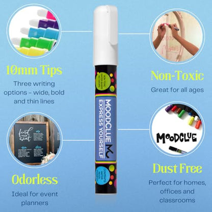 10mm JUMBO Tip Liquid Chalk Drawing Markers for Car Windows (8 Count)