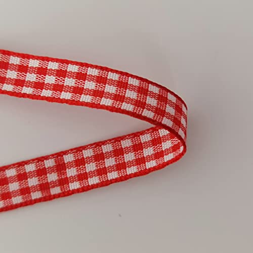 Red and White Gingham Ribbon 25 Yards Each Roll 100% Polyester (75 Foot)