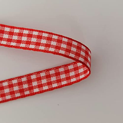 Red and White Gingham Ribbon 25 Yards Each Roll 100% Polyester (75 Foot)