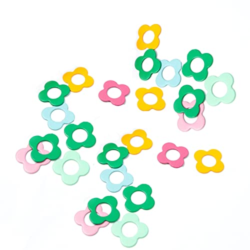 Multicolor Flower Shape Metal Stitch Markers Ring Mini Crochet Markers Knitting Markers for Weaving (24 Count)