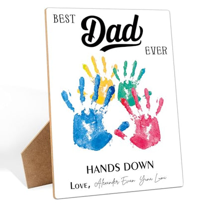 Best Dad Ever DIY Handprint Art Wooden Making Sign