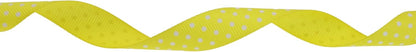 Polka Dot Grosgrain Ribbon 25 Yard Each Roll 100% Polyester (5/8", Yellow) - Crafty Corner