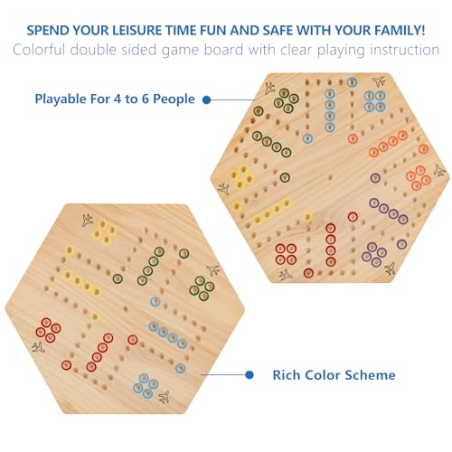 Large 20 inches Wood Wahoo Marble Board Game 2 Sided Game 2
