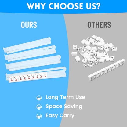 4 PCS Clear Acrylic American Majiang Tile Racks with Pushers (4 Count)