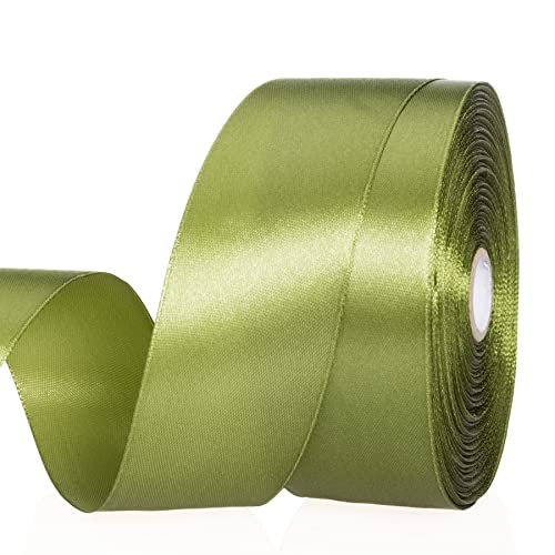 1 1 2 Inch Moss Green Solid Satin Ribbon for Gift Wrapping