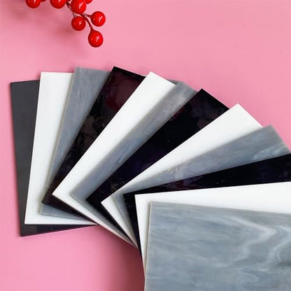 24 Sheets Stained Glass Sheet Black White Gray Collection (24 Count)