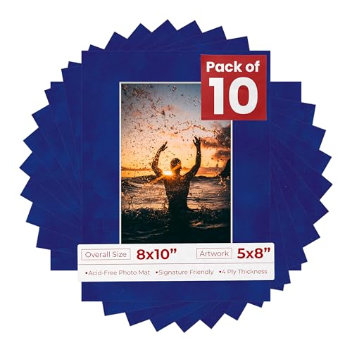 Pack of TEN 8x10 Mats Bevel Cut for 5x8 Photos (10 Count)