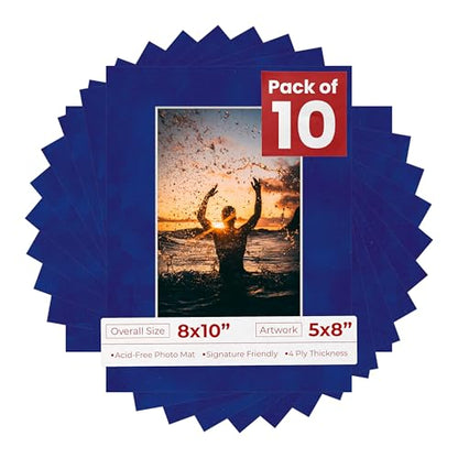 Pack of TEN 8x10 Mats Bevel Cut for 5x8 Photos (10 Count)