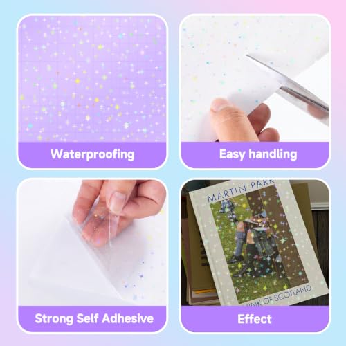 36 Sheets Holographic Sticker Paper Transparent Holographic Laminate Sheets (36 Count)
