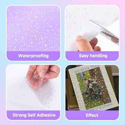 36 Sheets Holographic Sticker Paper Transparent Holographic Laminate Sheets (36 Count)