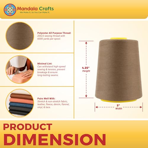 20S 2 Mocha Polyester 4 Pack of Serger Threads Cones