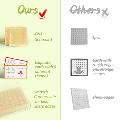 2Pack Wooden Geoboard Montessori Toys (2 Count)