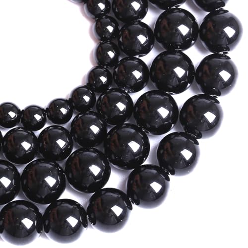 10MM Natural Black Agate Gemstone Beads Round Loose Stone Beads for Jewelry and Bracelets Making 72pcs 2 Strands 32