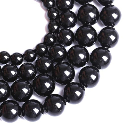 10MM Natural Black Agate Gemstone Beads Round Loose Stone Beads for Jewelry and Bracelets Making 72pcs 2 Strands 32