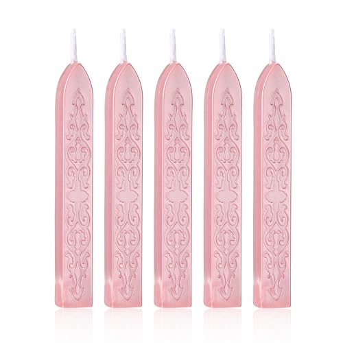 5Pcs Rose Gold Sealing Wax Sticks with Wicks for Wax Seal Stamp (5 Count)