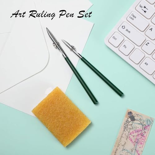 6 Pieces Art Ruling Pen 3 Sizes Masking Fluid Pen and 50 x 35 x 5 mm Glue Residue Eraser (6 Count)