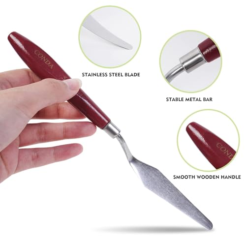 5 Pcs Palette Knife Painting with 3 Plastic Scrapers (5 Count)